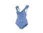 Maillot de bain une pièce bleu à imprimé floral et bretelles à volants