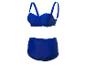 Maillot de bain bleu marine : haut bandeau et bas taille haute.