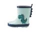 Bottes de pluie enfant vert clair avec une image de dinosaure vert foncé
