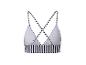 Haut de maillot de bain triangle rayé noir et blanc.