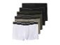 Lot de cinq boxers pour hommes en blanc, kaki et noir.
