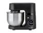 Robot pâtissier SilverCrest noir avec bol en acier inoxydable et écran numérique.