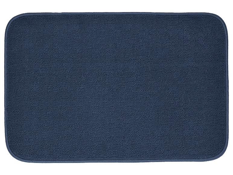 Tapis rectangulaire bleu foncé aux coins arrondis.