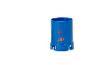 Accessoire sportif cylindrique bleu avec logo rouge et découpes à la base.