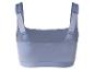Un soutien-gorge de sport bleu avec des bretelles larges.