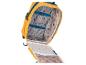 Valise jaune enfant, motif forêt, compartiments intérieurs.