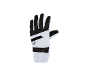 Gant de ski blanc et noir avec sangle réglable.