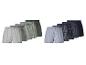 Un lot de 10 boxers pour hommes dans diverses couleurs et motifs verts, gris et bleus.