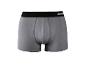 Boxers gris avec ceinture élastique noire et texte blanc