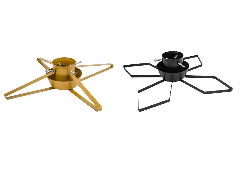 Deux pieds de sapin de Noël, un doré et un noir.