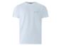 T-shirt blanc uni pour homme avec un petit logo sur la poitrine.