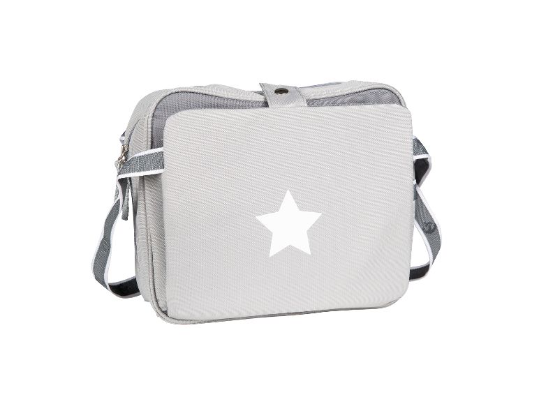 Sac gris avec étoile blanche.