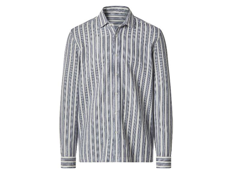 Chemise à manches longues rayée pour homme en bleu et blanc