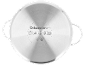 Fond d'une casserole en acier inoxydable avec symboles pour différentes plaques de cuisson et lave-vaisselle.
