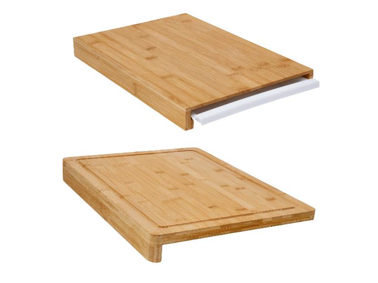 Planche à découper en bambou avec tiroir coulissant et planche à découper avec rigole