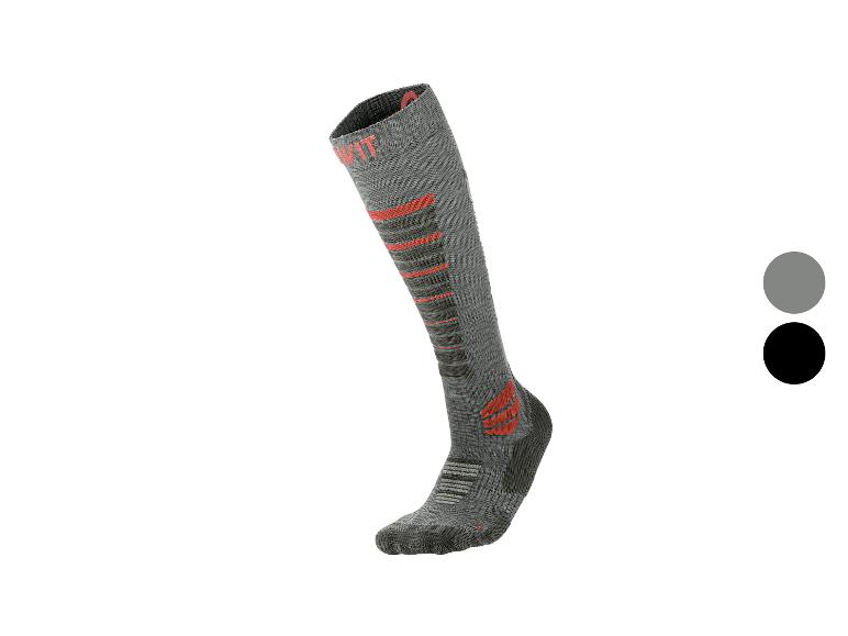 Chaussettes de ski grises avec rayures et accents orange