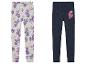 Deux leggings pour filles, un avec un imprimé My Little Pony et un avec un imprimé Pat' Patrouille.