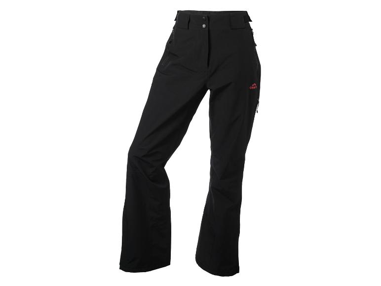 Pantalon de ski noir avec un logo rouge sur la cuisse droite.