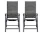 Deux chaises pliantes en aluminium gris foncé avec assise en tissu textilène.