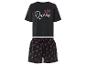Pyjama noir avec short, avec imprimé 'Queen' et des couronnes