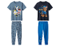Pyjamas Paw Patrol pour garçon : t-shirt bleu et pantalon gris, t-shirt bleu marine et pantalon bleu.