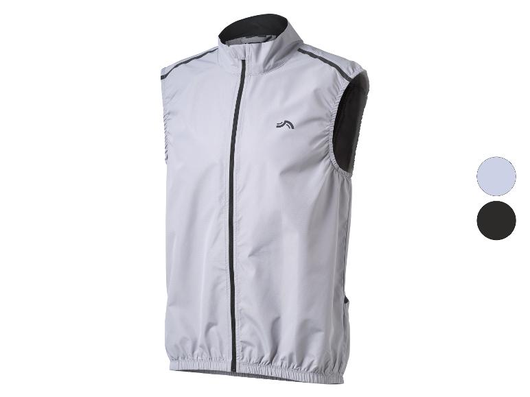 Gilet léger pour homme en gris avec fermeture éclair et détails réfléchissants.