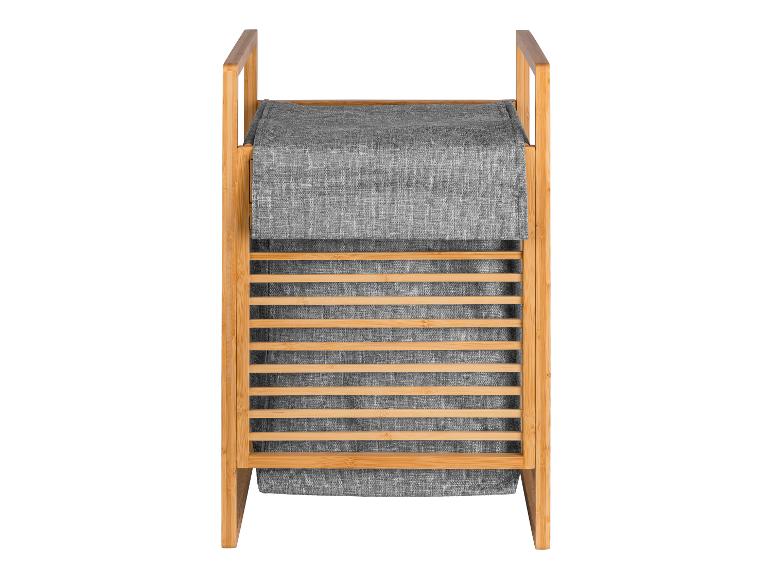 Panier à linge en bambou avec sac en tissu gris