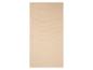 Serviette de bain beige, longue et texturée.