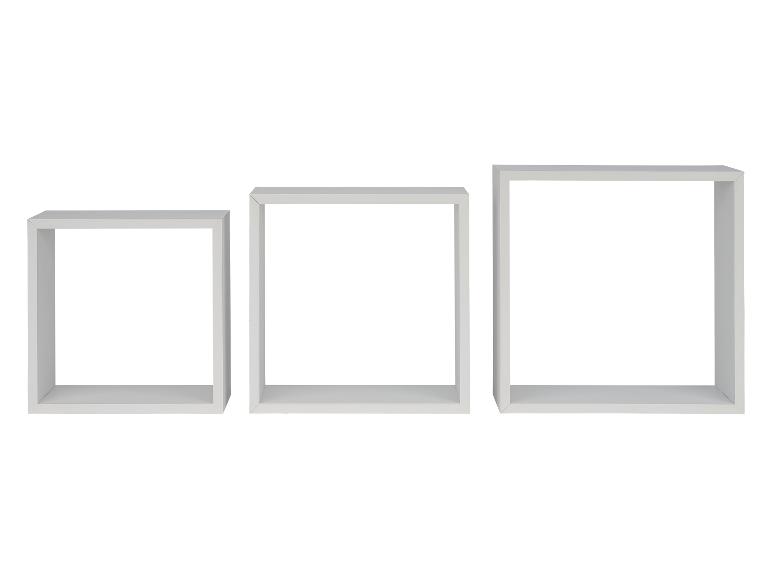 Trois étagères murales carrées blanches de différentes tailles