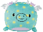 Peluche dragon turquoise douce et moelleuse avec des taches jaunes.
