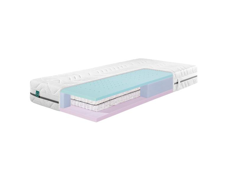 Matelas avec coupe transversale révélant les couches de mousse et de ressorts