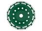 Disque de meulage diamant vert avec bords segmentés et trous de ventilation.