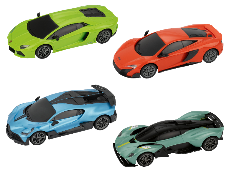 Voitures télécommandées jouets LUPILU en forme de supercars de différentes couleurs.