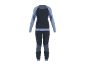 Ensemble de sous-vêtements thermiques pour femme, haut et pantalon, bleu et gris foncé