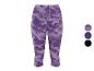 Capri de sport pour femme avec motif camouflage violet et détails rayés.
