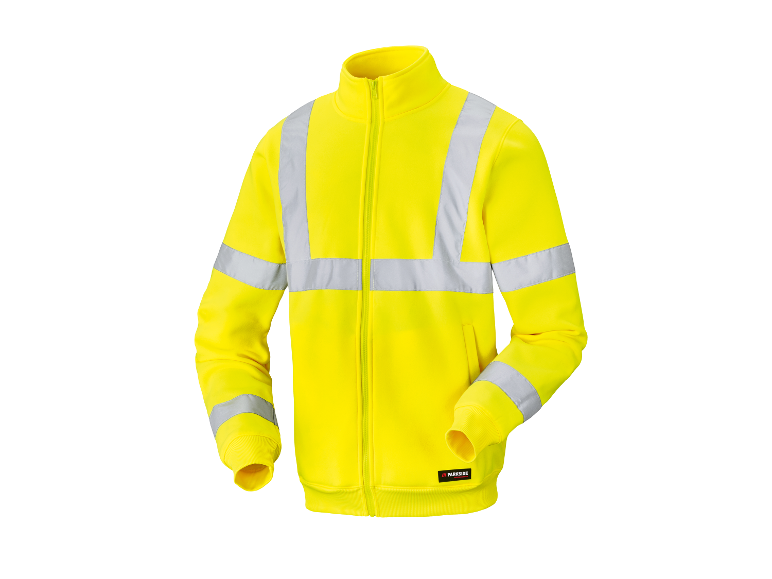 Sweat-shirt Parkside jaune fluo avec bandes réfléchissantes.