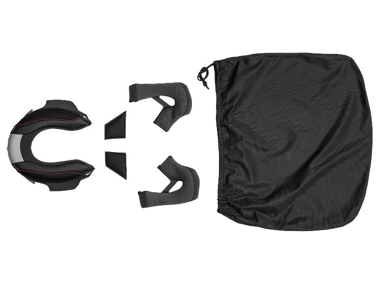 Ensemble de doublure de casque et sac de rangement noir.