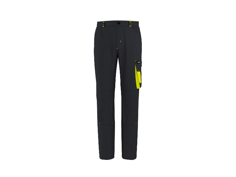 Pantalon de travail homme bleu foncé avec accents jaunes et poche latérale