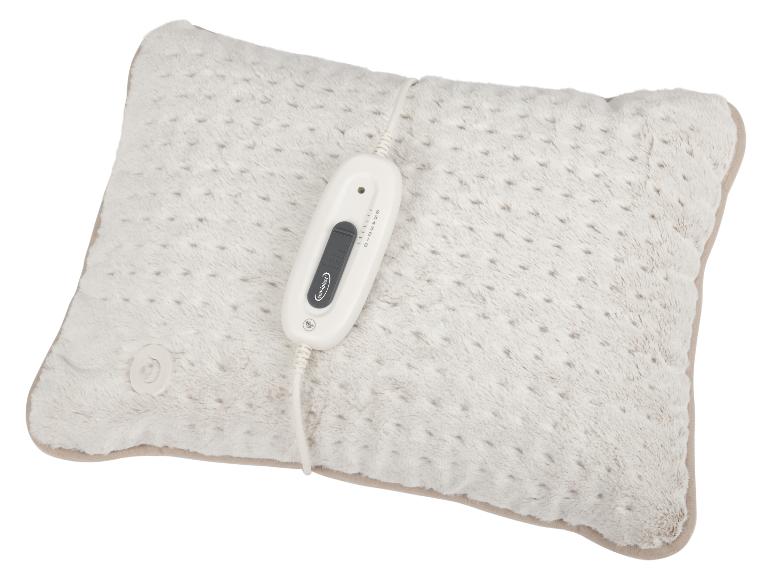 Coussin chauffant électrique Sensoplast crème avec télécommande et 6 réglages de chaleur.