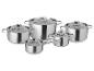 Ensemble de casseroles et faitout en acier inoxydable.