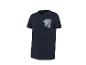 T-shirt bleu marine à manches courtes avec imprimé voiture et palmiers et texte 'ROAD TRIPPIN'.