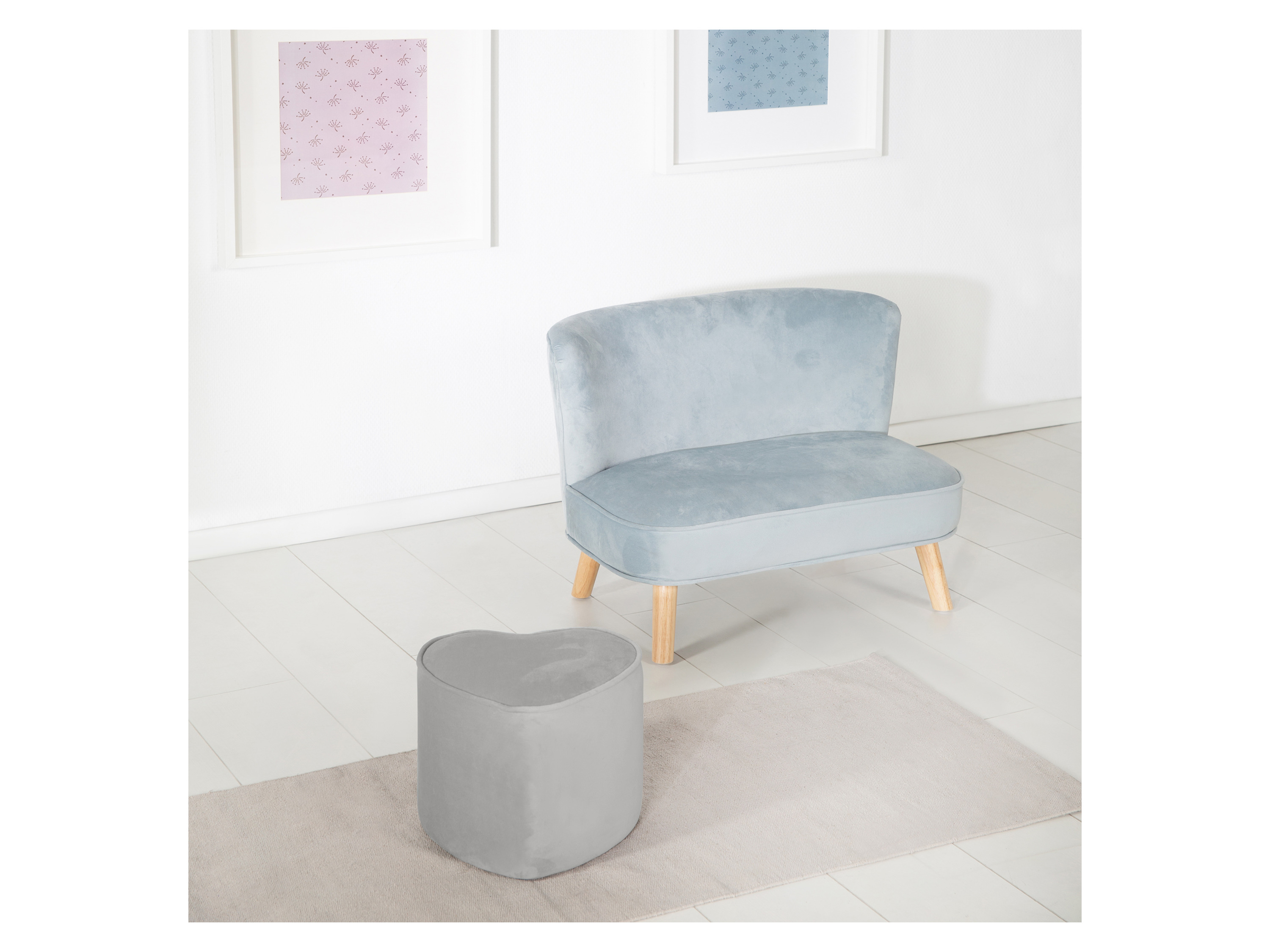 roba Pouf Coffre Ovale en Velours pour Chambre Enfant "Lil Sofa" Tabouret Avec Coffre de Rangement - vue 5