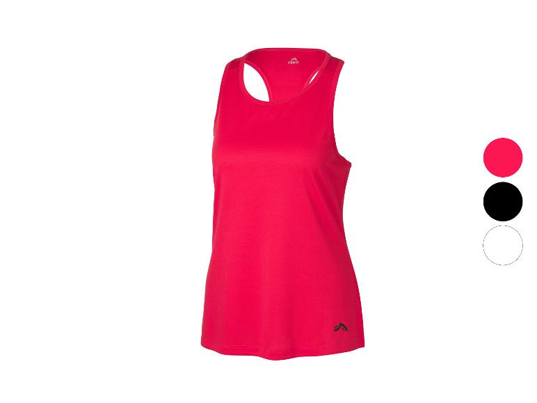 Débardeur de sport rouge pour femme avec options de couleur noire et blanche.