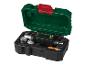 Clé dynamométrique numérique PARKSIDE avec douilles et piles dans un coffret noir et vert.