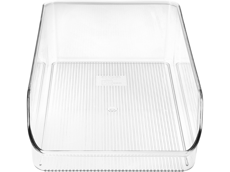 Conteneur de rangement en plastique transparent sur fond noir