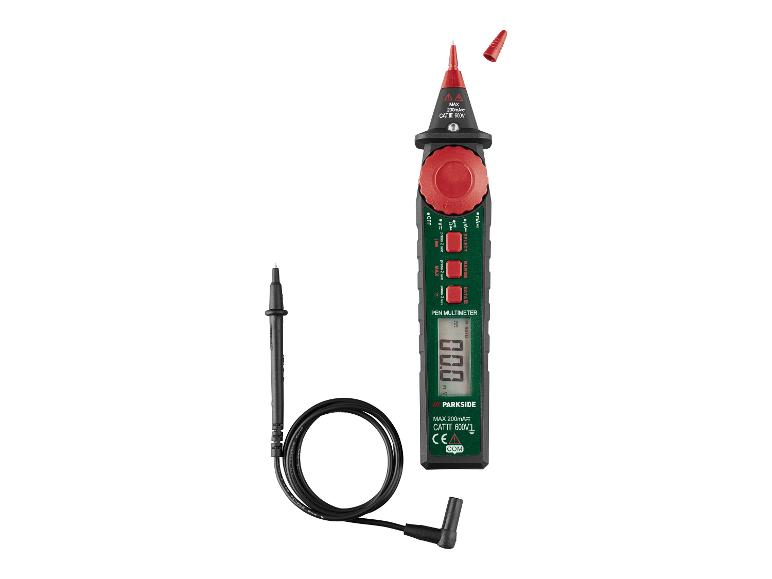 Multimètre stylo avec affichage numérique et câble noir.