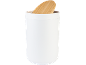Poubelle de cuisine blanche avec couvercle en bois