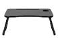 Table de lit pliable noire avec fente pour tablette et porte-gobelet