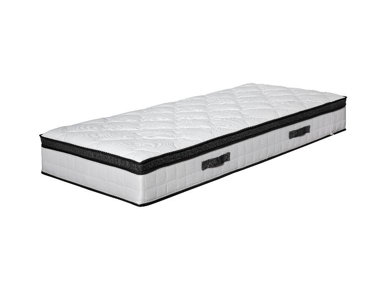 Matelas blanc avec bordure noire et poignées