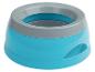 Bol et abreuvoir pour animaux, plastique bleu et gris.